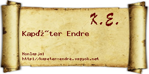 Kapéter Endre névjegykártya